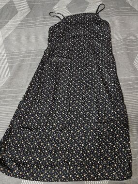 American Eagle Outfitters Black Floral Midi Slip Dress